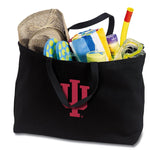 Indiana University Large Tote Bag IU Jumbo Tote for Beach Pool or Travel Black