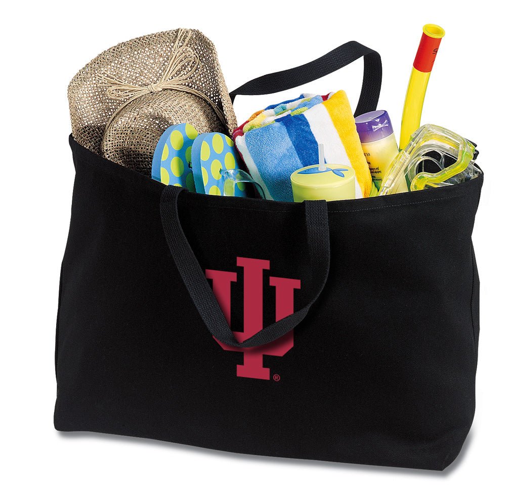 Indiana University Large Tote Bag IU Jumbo Tote for Beach Pool or Travel Black