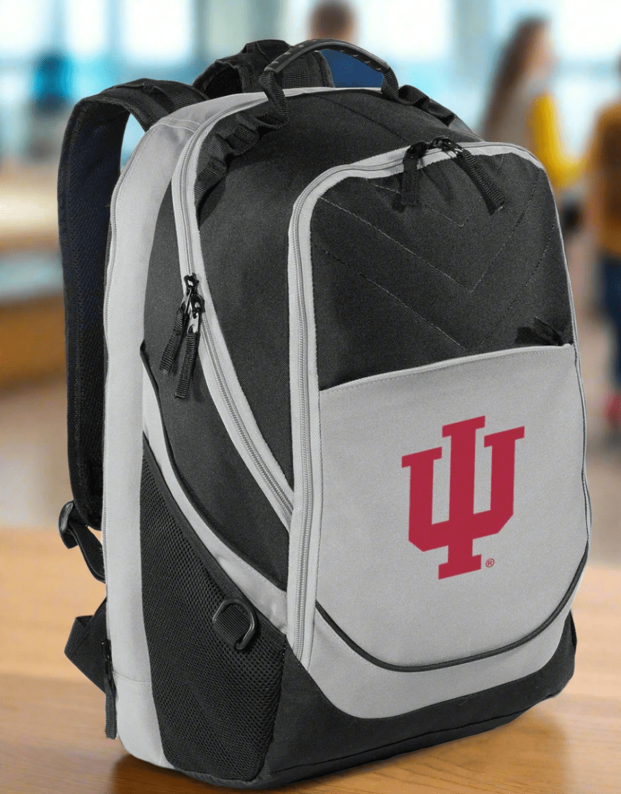 Indiana Hoosiers Laptop Backpack – Official Indiana University Bookbag – 17" Laptop Sleeve, NCAA School Gear – 600D Polyester Black and Gray