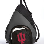 Indiana University Sling Backpack IU Bag with Soccer Ball or Volleyball Bag Sports Gear Compartment Practice Bag Black