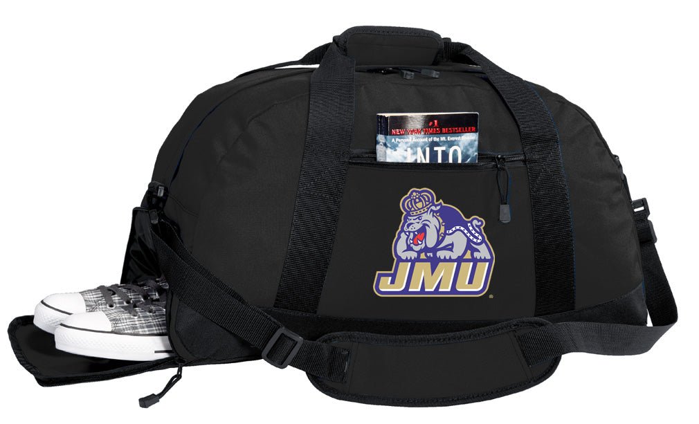 JMU Duffel Bag – Official Dukes Medium Gym & Travel Bag with Shoe Pocket – 600D Polyester