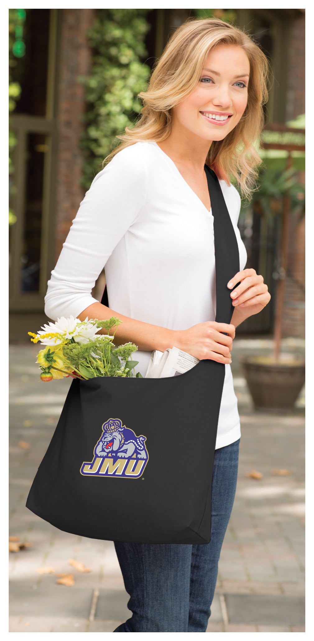 JMU Cross Body Bag James Madison University Shoulder Tote Bag - Sling Style Black