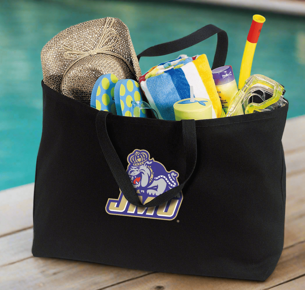 JMU Large Tote Bag James Madison University Jumbo Tote for Beach Pool or Travel Black