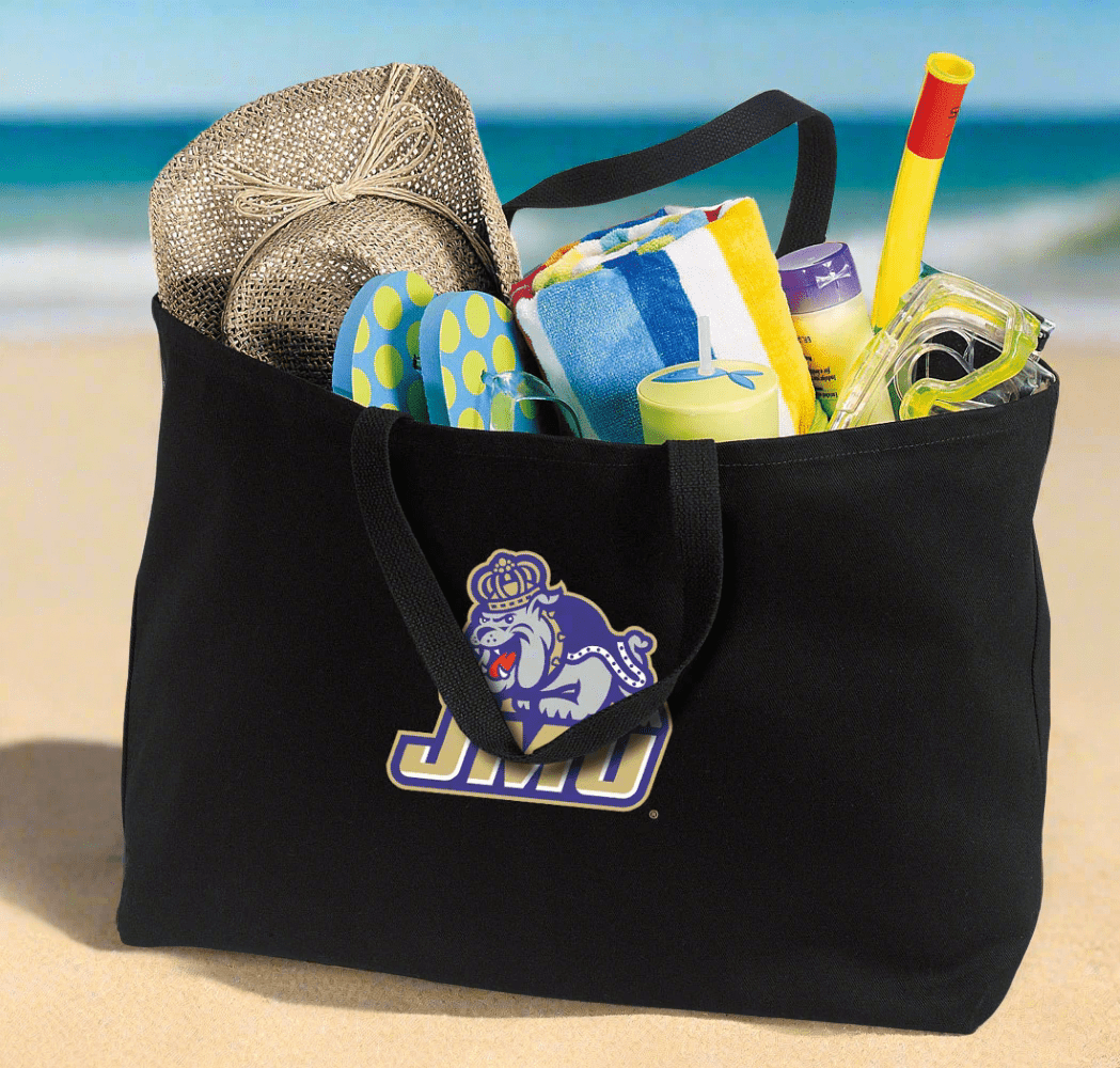 JMU Large Tote Bag James Madison University Jumbo Tote for Beach Pool or Travel Black