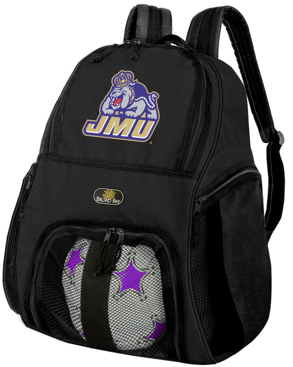 JMU Soccer Ball Backpack or James Madison University Volleyball Sports Gear Bag Black