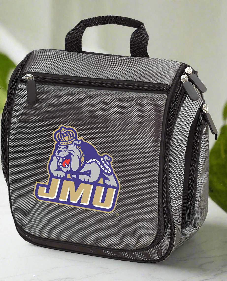 JMU Toiletry Bag or James Madison University Travel Organizer - Shaving Kit Gray