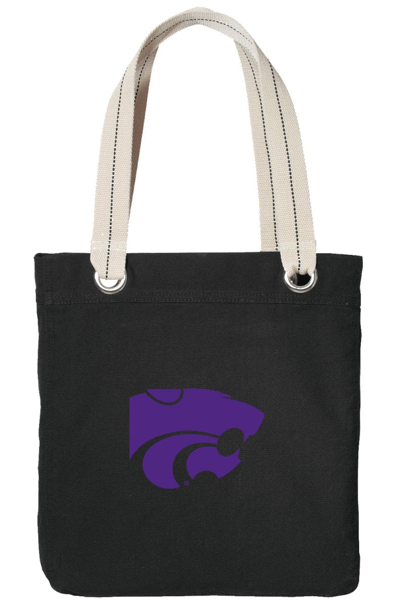 Kansas State Tote Bag K-State Deluxe Canvas Shoulder Bag Black