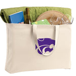 Kansas State Large Tote Bag K-State Jumbo Tote for Beach Pool or Travel Tan