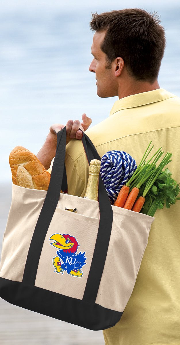 University of Kansas Canvas Tote Bag KU Jayhawks Classic Tote Black
