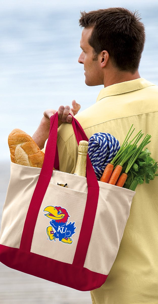 University of Kansas Canvas Tote Bag KU Jayhawks Classic Tote Red