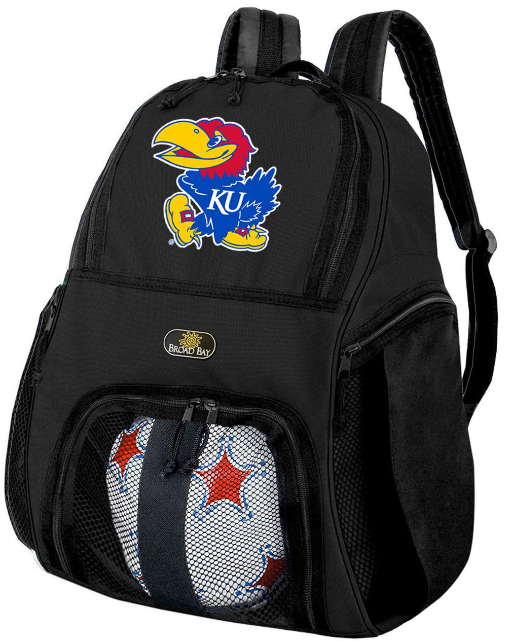 University of Kansas Soccer Ball Backpack or KU Jayhawks Volleyball Sports Gear Bag Black