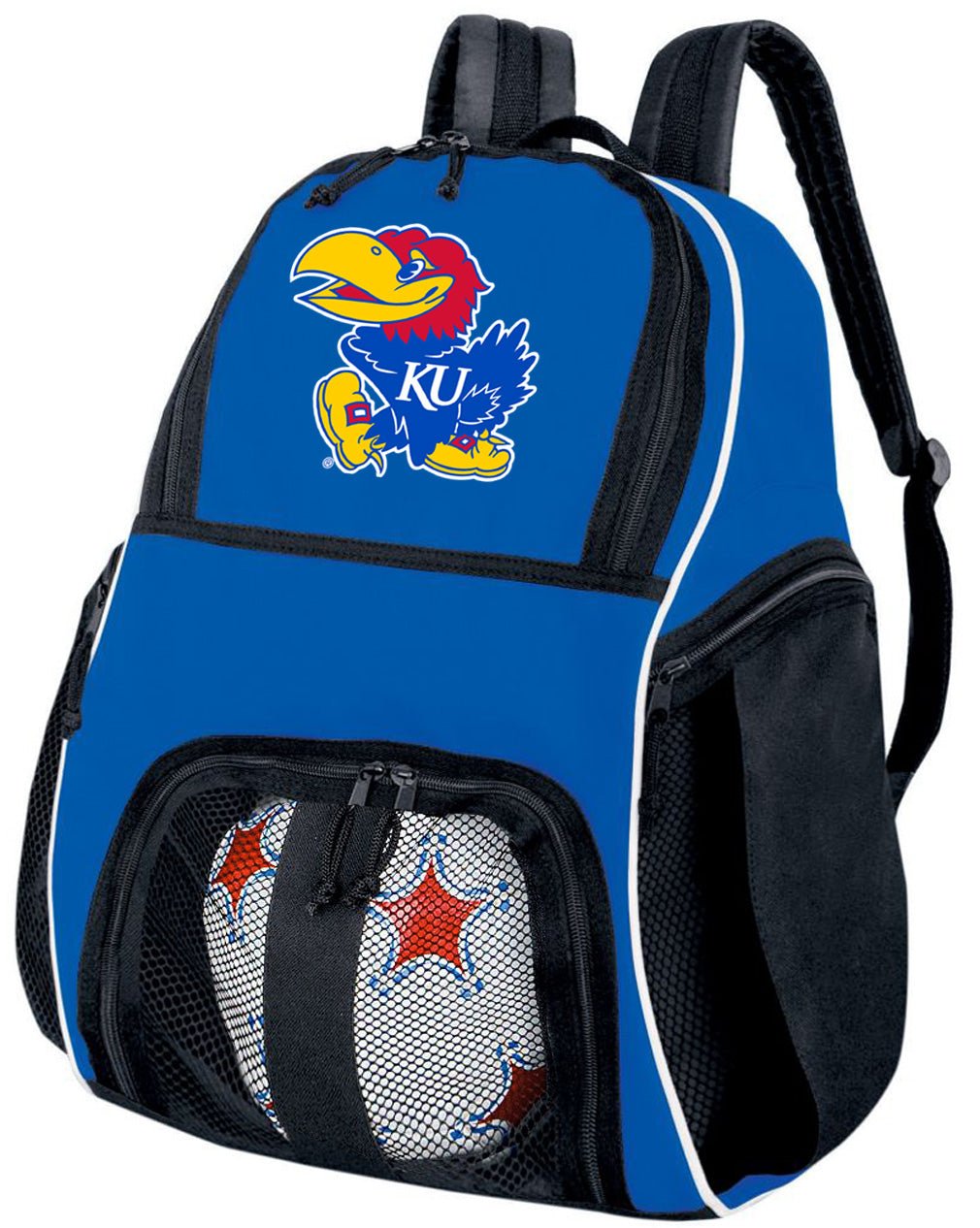 University of Kansas Soccer Ball Backpack or KU Jayhawks Volleyball Sports Gear Bag Blue