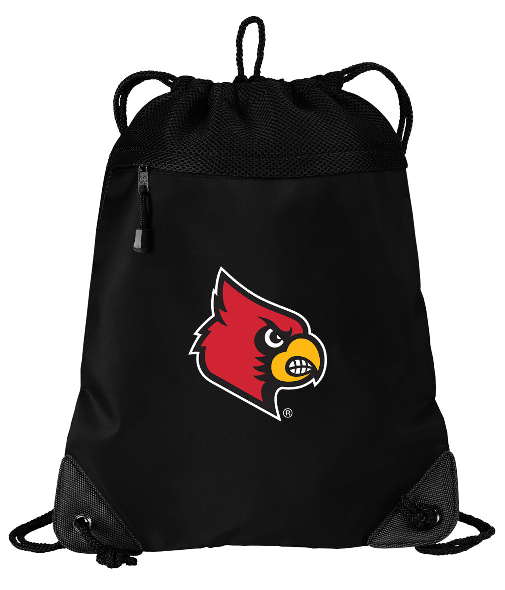 University of Louisville Drawstring Backpack Louisville Cardinals Cinch Pack - Mesh & Microfiber Black