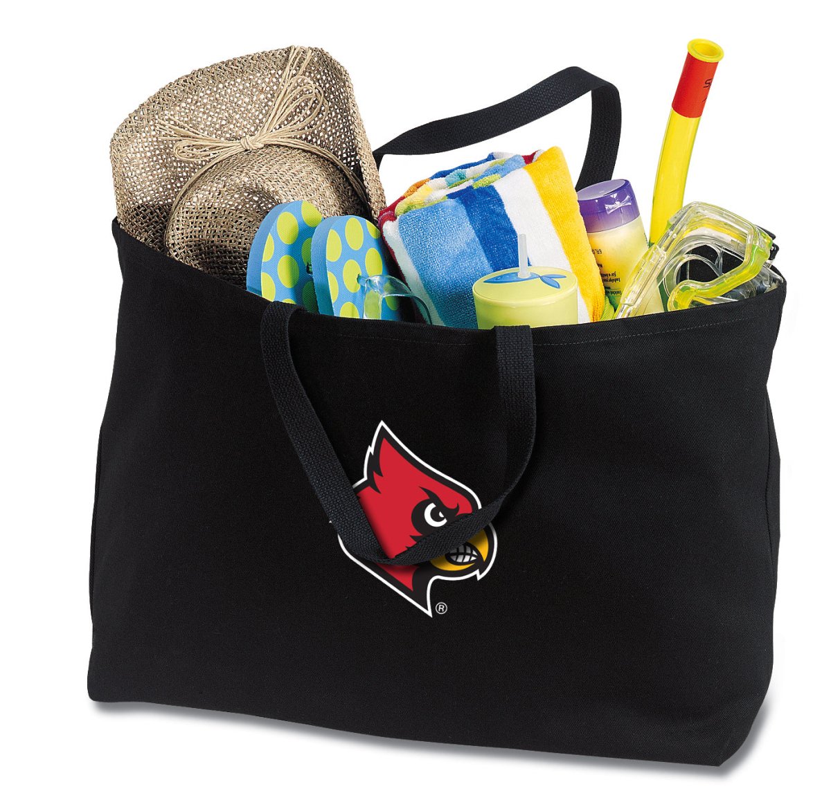 University of Louisville Large Tote Bag Louisville Cardinals Jumbo Tote for Beach Pool or Travel Black