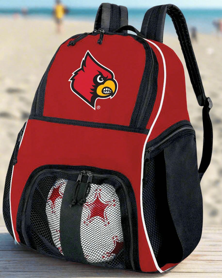 University of Louisville Soccer Ball Backpack or Louisville Cardinals Volleyball Sports Gear Bag Red