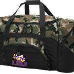 Large LSU Camo Duffel Bag – Official Tigers Gym, Travel & Sports Gear Bag with Shoulder Strap – 600D Polyester