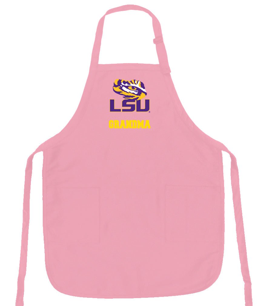 LSU Apron Official LSU Tigers Logo Apron - Stain Resistant Fabric Grandma on Pink