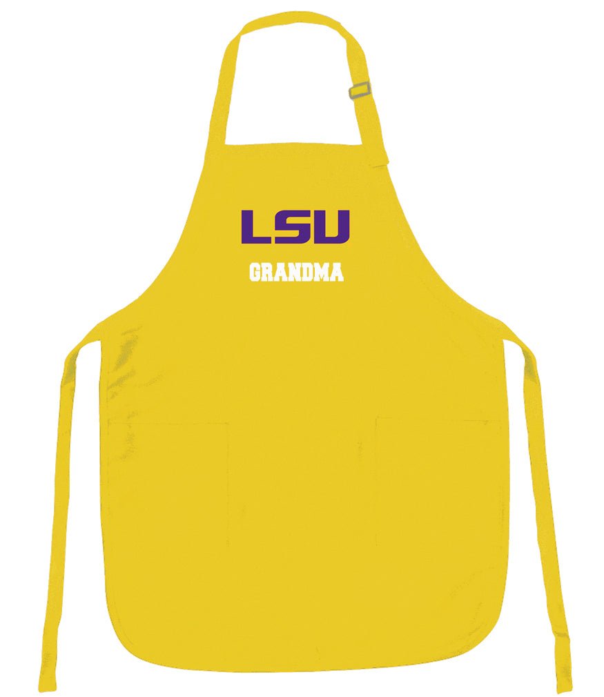 LSU Tigers Apron Official Louisiana State Aprons - Stain Resistant Fabric Grandma on Yellow