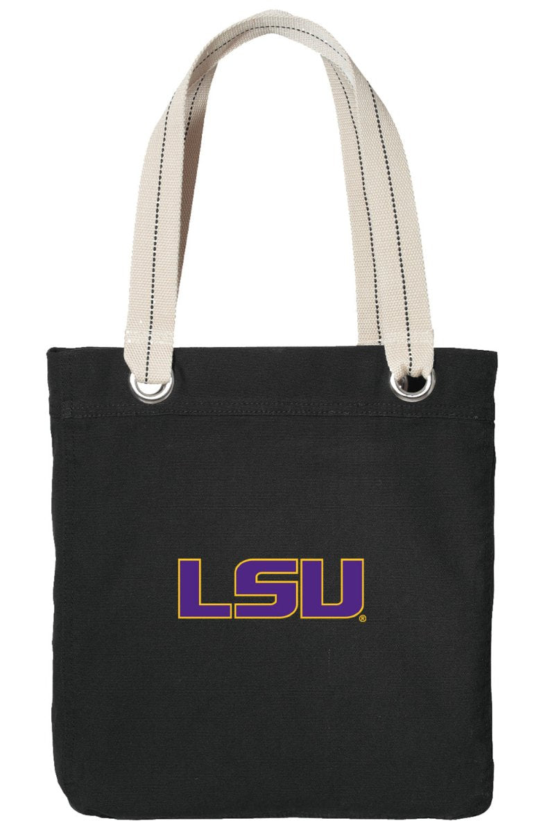 LSU Tigers Tote Bag LSU Deluxe Canvas Shoulder Bag Black