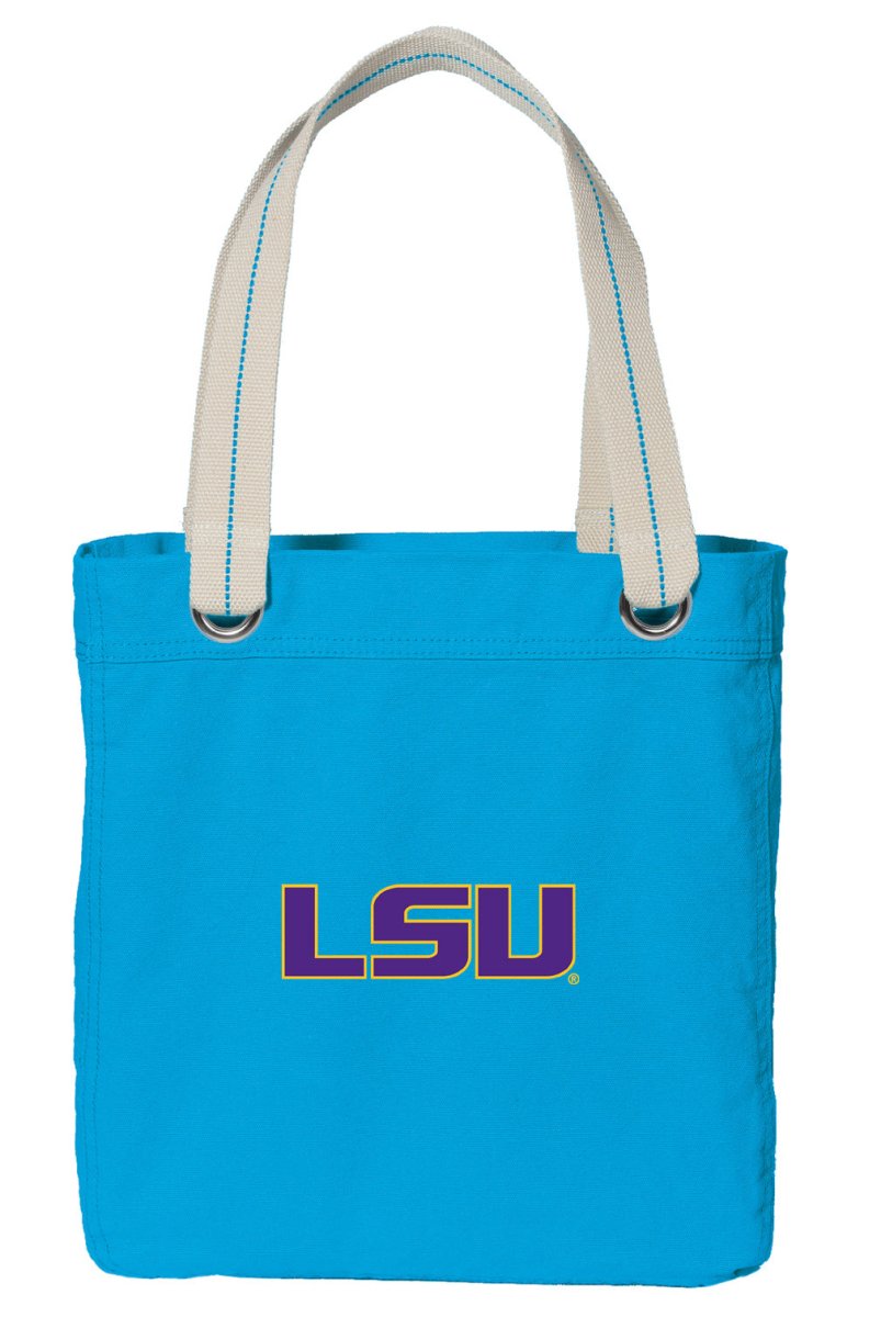 LSU Tigers Tote Bag LSU Deluxe Canvas Shoulder Bag Light Blue