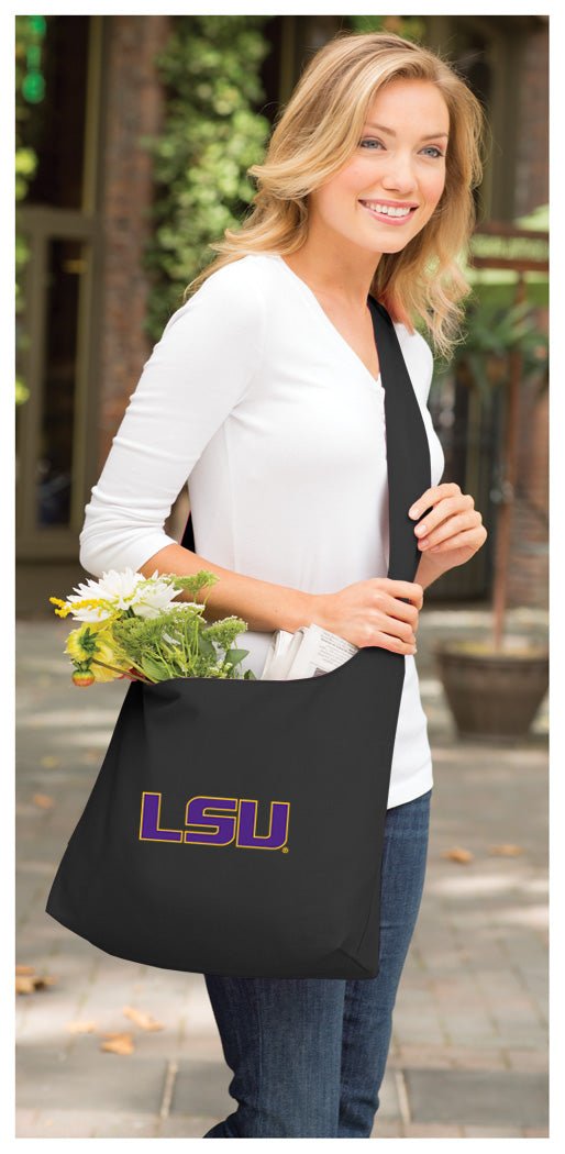 LSU Tigers Cross Body Bag LSU Shoulder Tote Bag - Sling Style Black