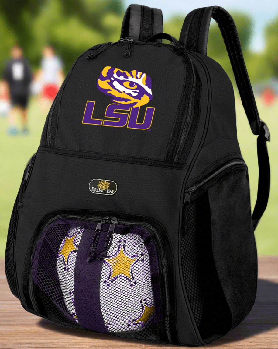 LSU Soccer Ball Backpack or LSU Tigers Volleyball Sports Gear Bag Black