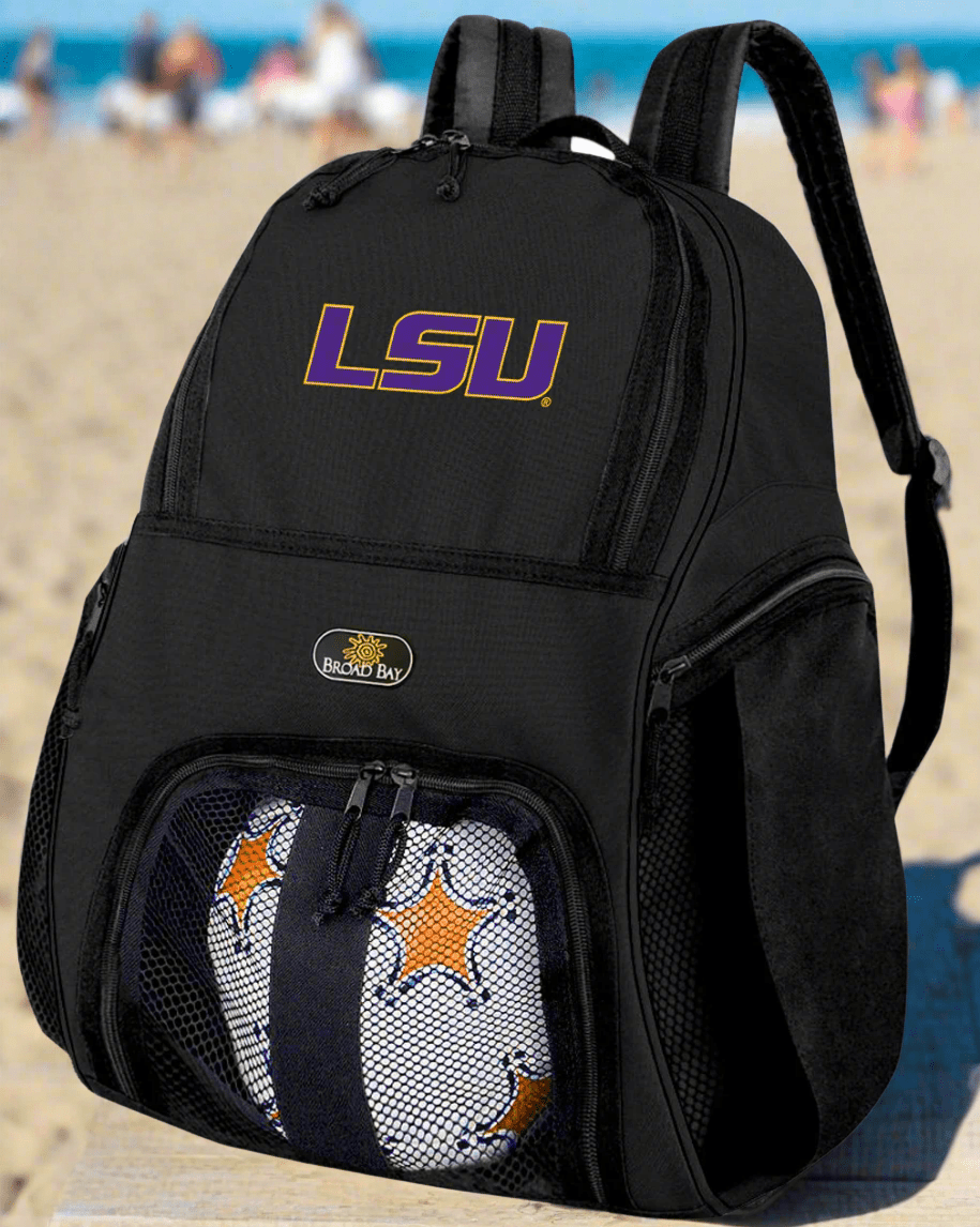 LSU Tigers Soccer Ball Backpack or LSU Volleyball Sports Gear Bag Black