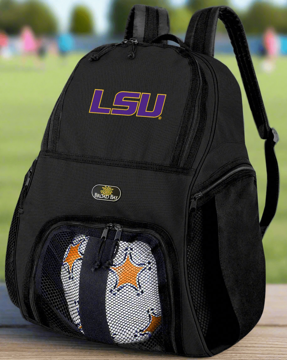 LSU Tigers Soccer Ball Backpack or LSU Volleyball Sports Gear Bag Black