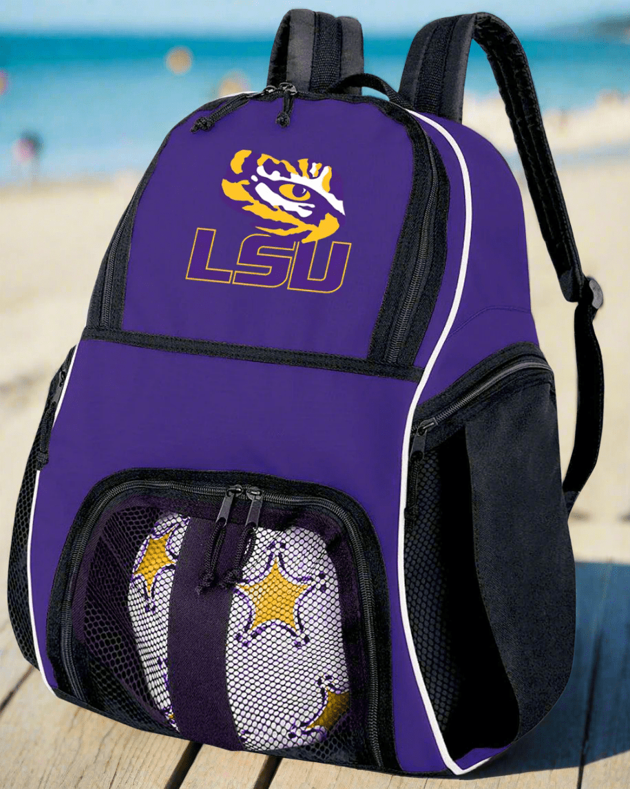 LSU Soccer Ball Backpack or LSU Tigers Volleyball Sports Gear Bag Purple
