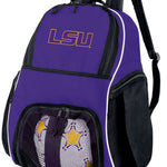 LSU Tigers Soccer Ball Backpack or LSU Volleyball Sports Gear Bag Purple