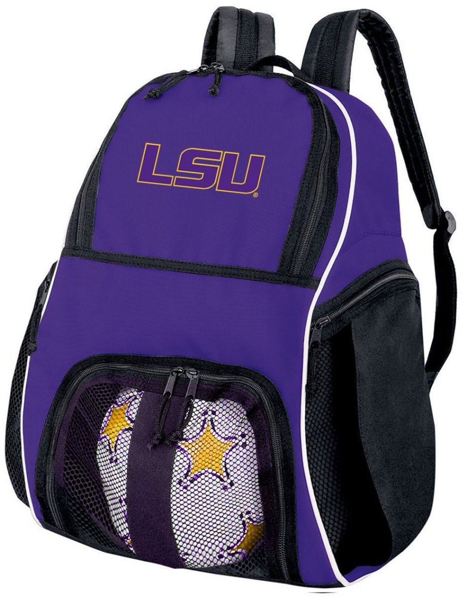 LSU Tigers Soccer Ball Backpack or LSU Volleyball Sports Gear Bag Purple