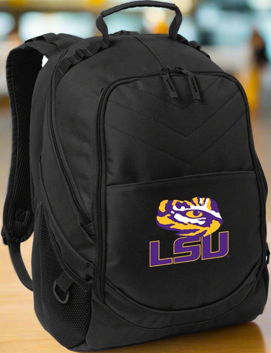 LSU Laptop Backpack – Official Louisiana State Tigers Bookbag – Fits 17″ Laptop, Organizer Panel, NCAA School Gear – 600D Polyester Black