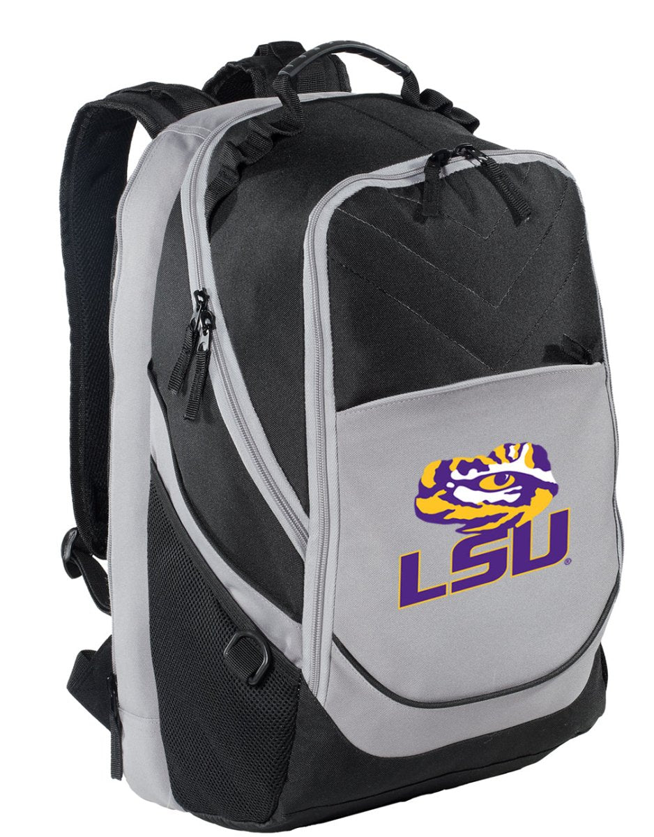 LSU Laptop Backpack – Official Louisiana State Tigers Bookbag – Fits 17″ Laptop, Organizer Panel, NCAA School Gear – 600D Polyester Black and Gray
