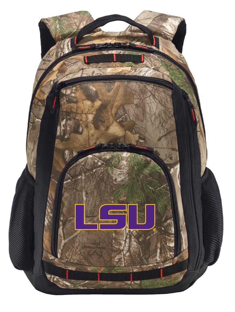 Broad Bay Realtree Camo LSU Backpack LSU Tigers Camo Backpack with Laptop Computer Section, Adult Unisex, Green