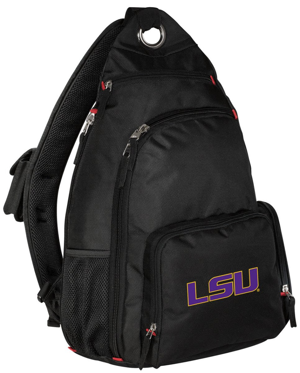 LSU Tigers Sling Backpack LSU Crossbody Bag Black