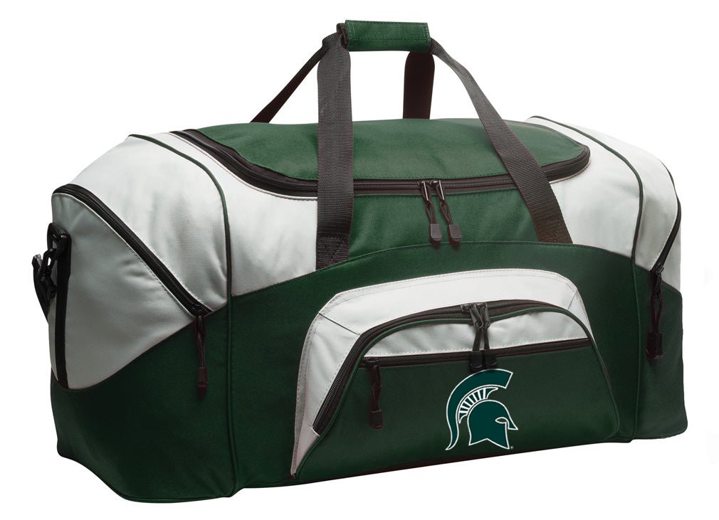 biggest duffel travel bag Broad Bay Michigan State Duffel Bag or Michigan State Gym Bag, White