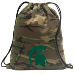 Michigan State Camo Drawstring Backpack MSU Spartans Hoody Style Cinch Pack Bag