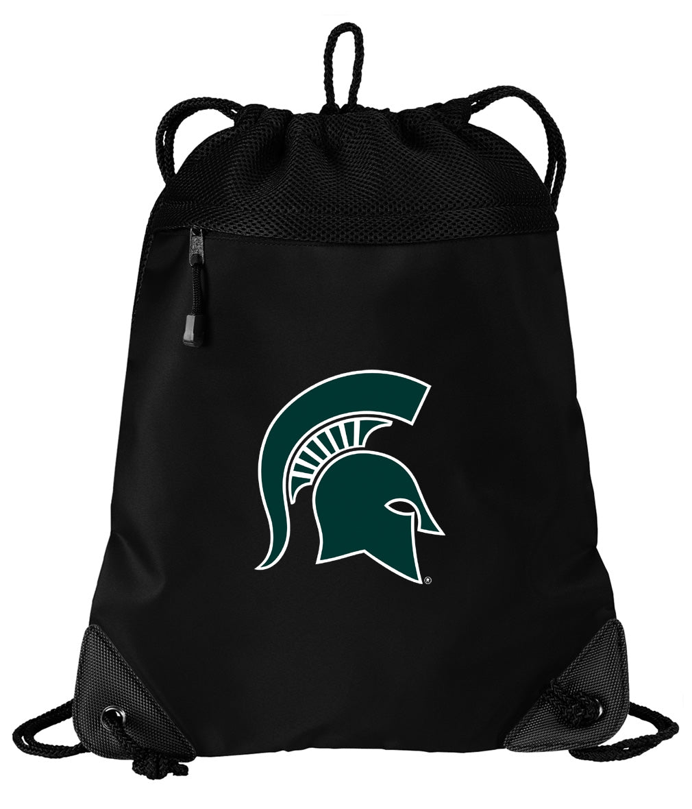 Michigan State Drawstring Backpack MSU Spartans Cinch Pack - Mesh & Microfiber Black