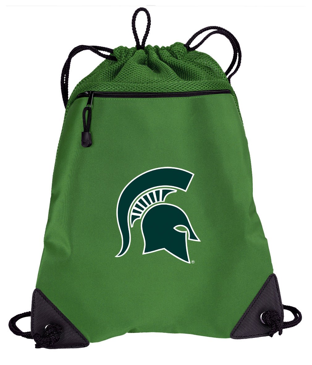 Michigan State Drawstring Backpack MSU Spartans Cinch Pack - Mesh & Microfiber Green