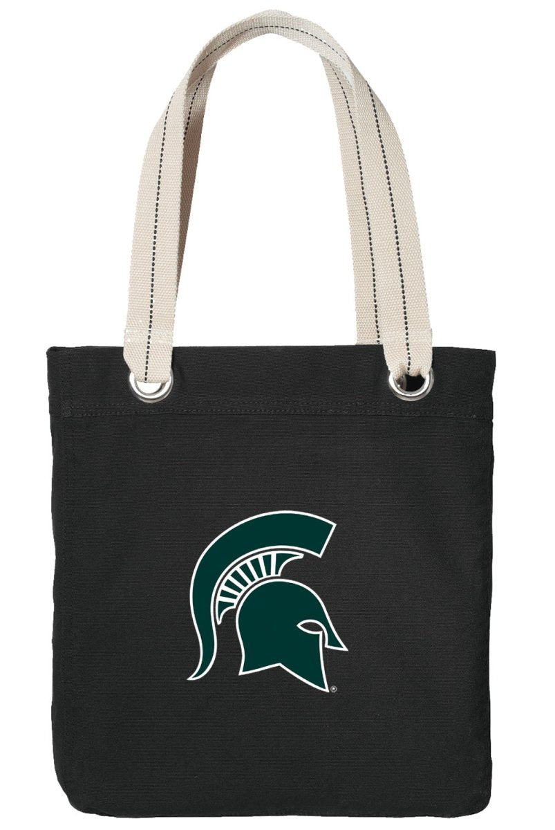 Michigan State Tote Bag MSU Spartans Deluxe Canvas Shoulder Bag Black