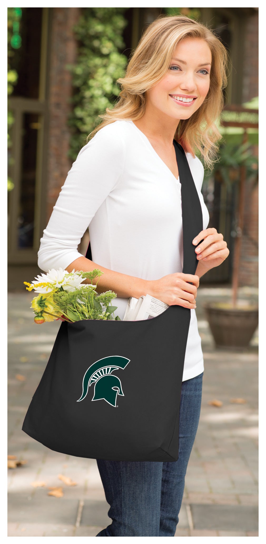 Michigan State Cross Body Bag MSU Spartans Shoulder Tote Bag - Sling Style Black