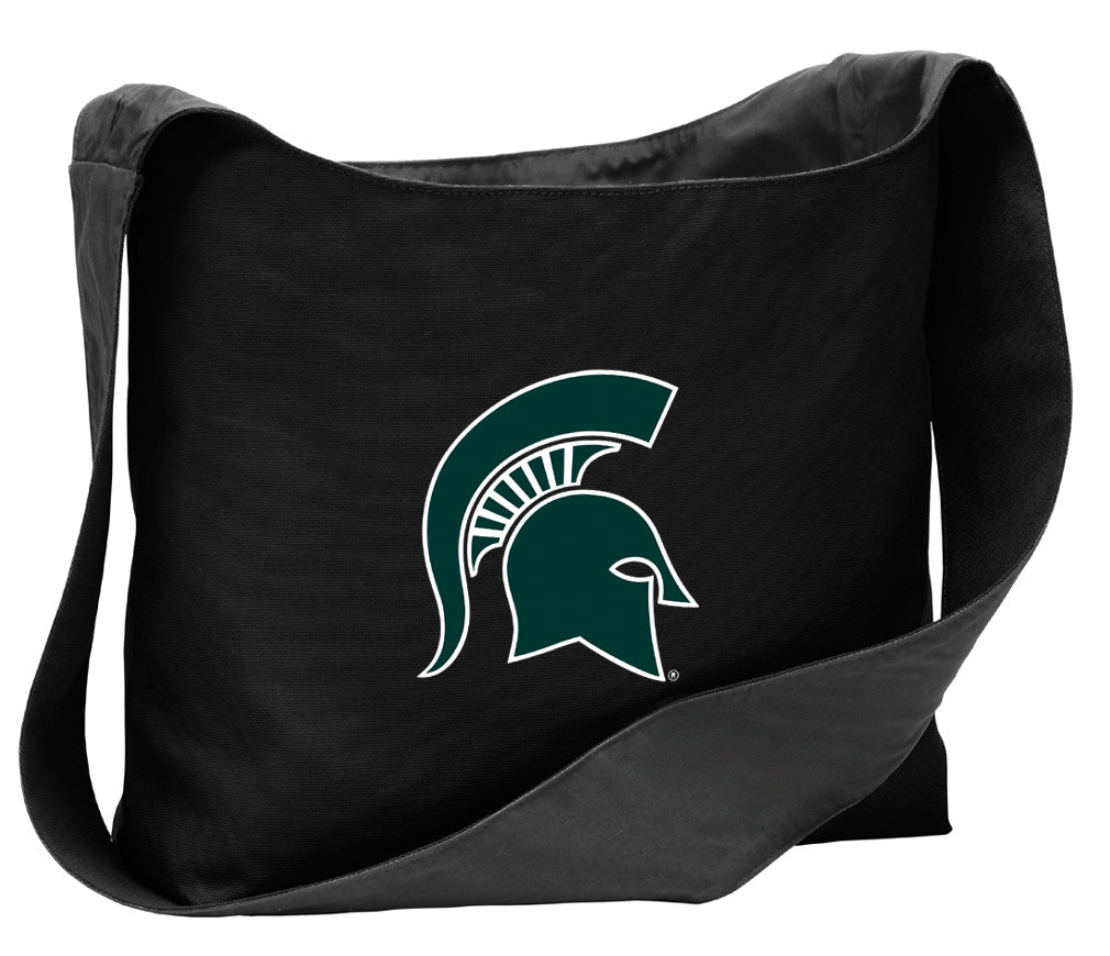 Michigan State Cross Body Bag MSU Spartans Shoulder Tote Bag - Sling Style Black