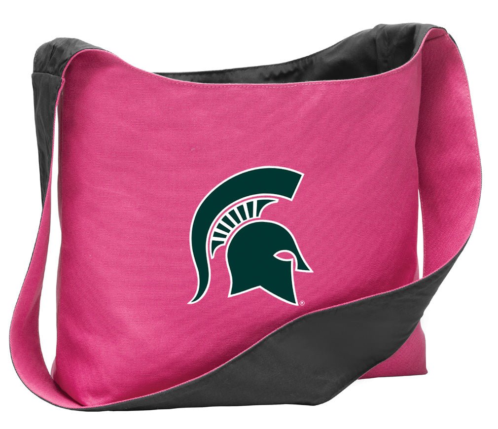 Michigan State Cross Body Bag MSU Spartans Shoulder Tote Bag - Sling Style Pink