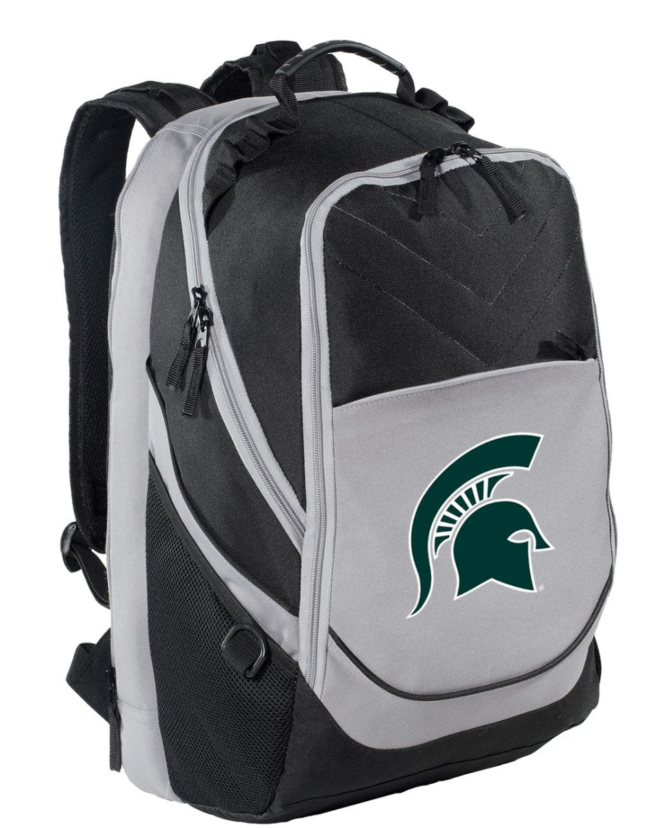 Michigan State Spartans Laptop Backpack – Official MSU Bookbag – 17" Laptop Sleeve, NCAA School Gear – 600D Polyester Black and Gray