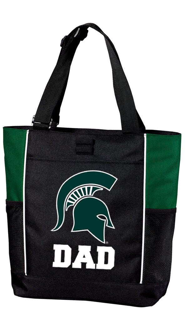 Michigan State Tote Bag MSU Spartans Carryall Tote Dad on Green