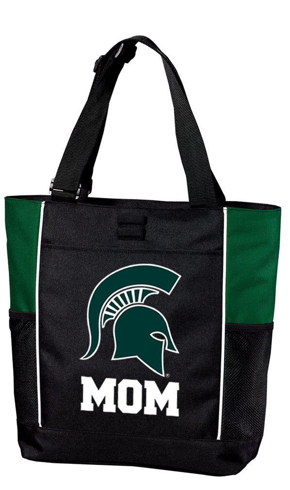 Michigan State Tote Bag MSU Spartans Carryall Tote Mom on Green