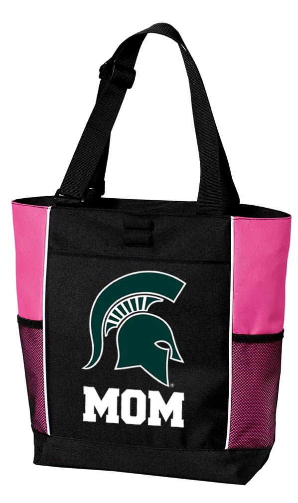Michigan State Tote Bag MSU Spartans Carryall Tote Mom on Pink
