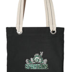 Michigan State Tote Bag MSU Peace Frog Deluxe Canvas Shoulder Bag Black