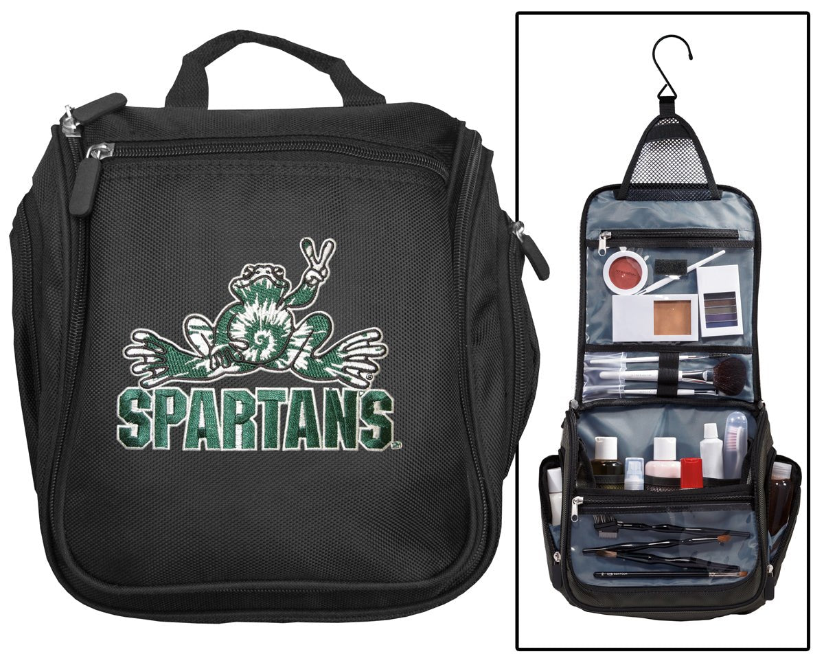 Michigan State Toiletry Bag or Mens MSU Peace Frog Travel Shaving Kit Black