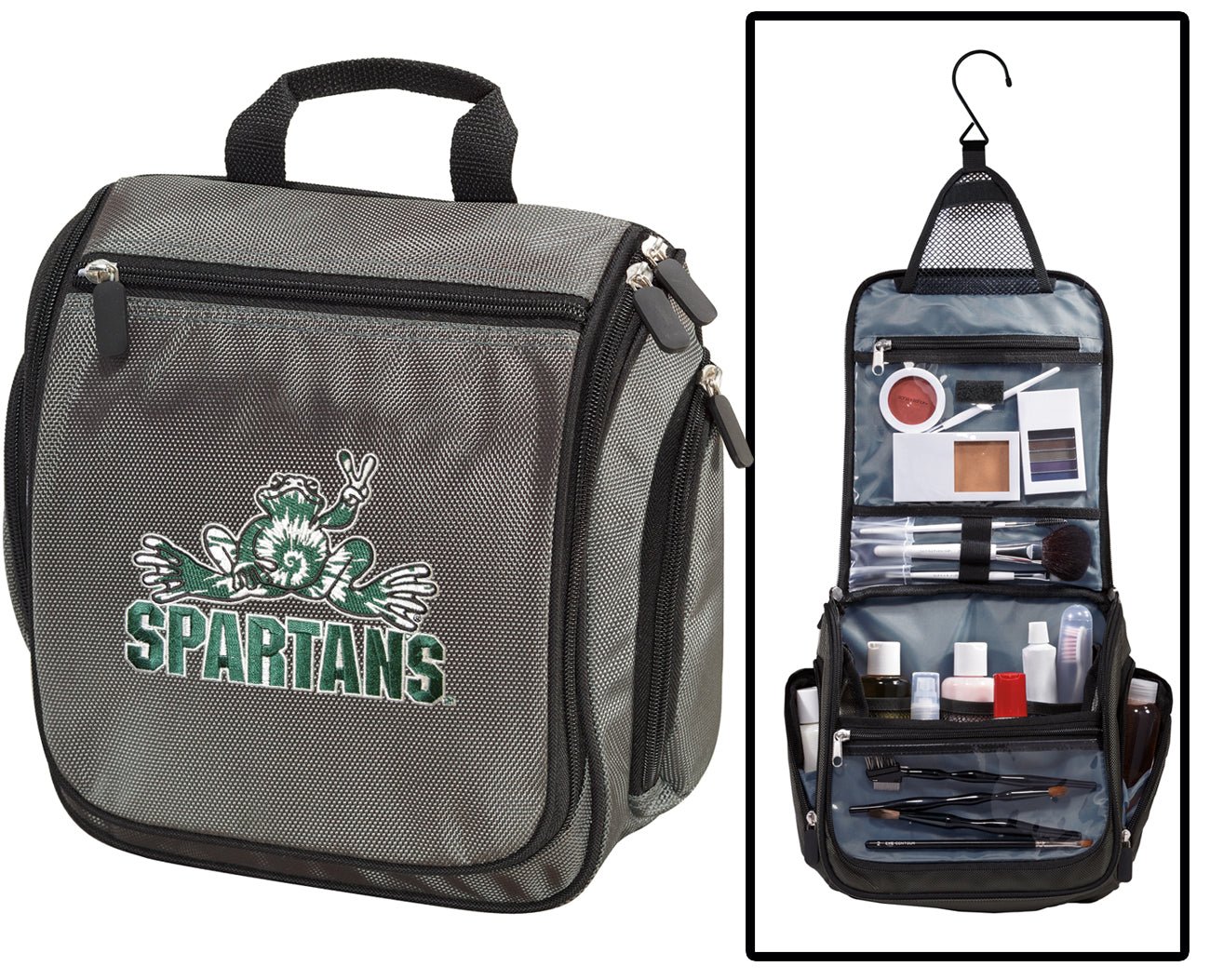 Michigan State Toiletry Bag or Mens MSU Peace Frog Travel Shaving Kit Gray